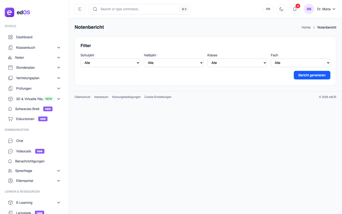 Reports Notenentwicklung