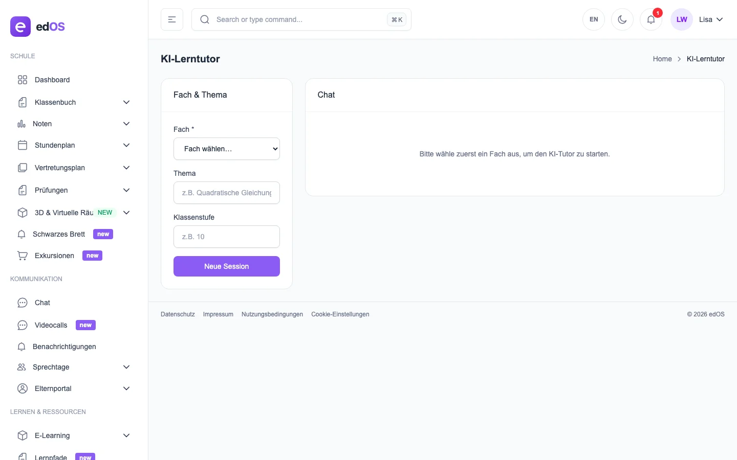 KI-Tutor mit aktivem Lerngespräch
