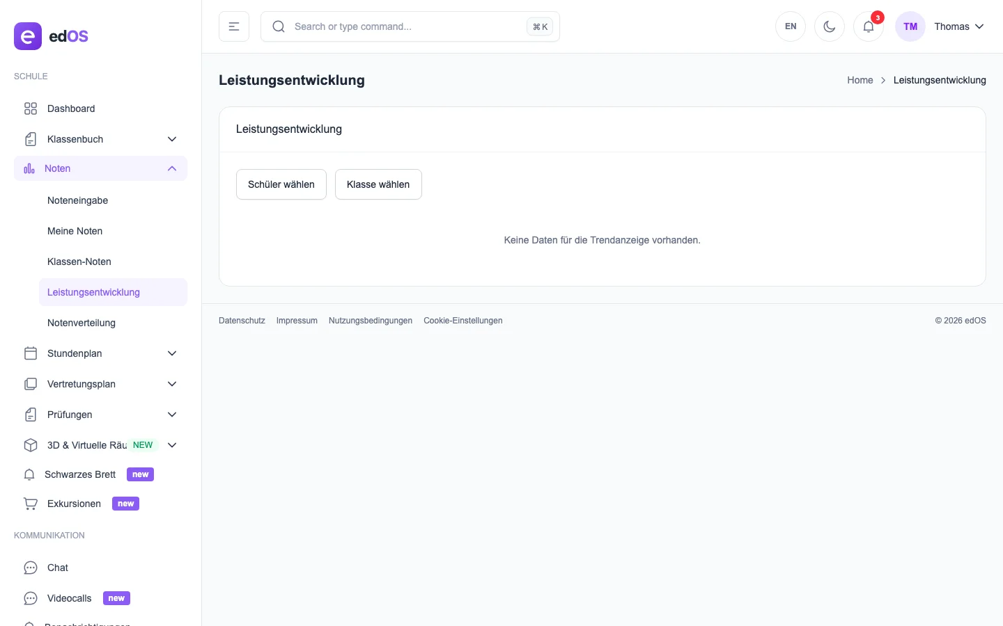 Leistungsentwicklung der Klasse
